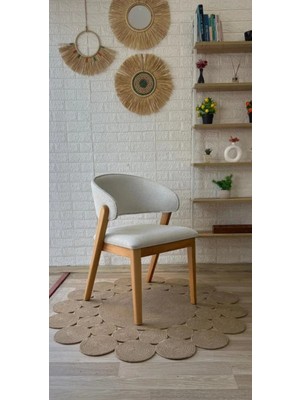 Silla Concept Ay Sandalye Teddy Krem Kumaş Naturel Ahşap Sandalye