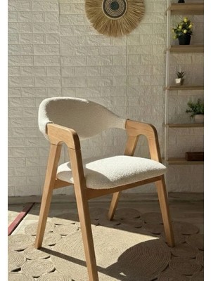 Silla Concept Lorenzo Sandalye Teddy Krem Kumaş Naturel Ahşap Sandalye