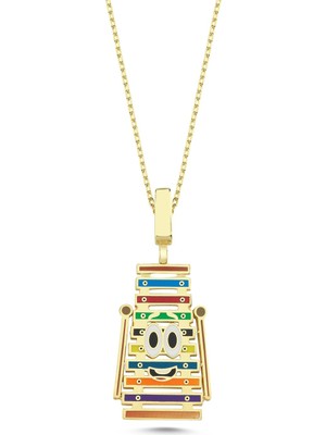 Kayra Gümüş Ksilofon Mineli Altın Kapma Kolye GMS35