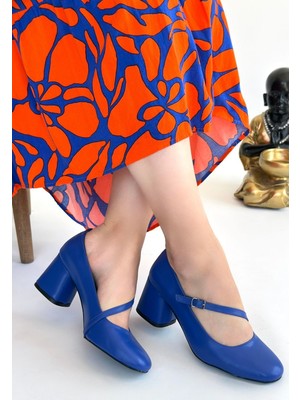 Aesco Kier Mavi Cilt Topuklu Ayakkabı