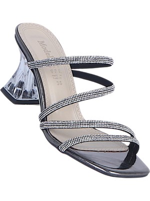 Ayakcenter Byn Ayışığı BY24 Gümüş Kadın 7cm Topuklu Terlik