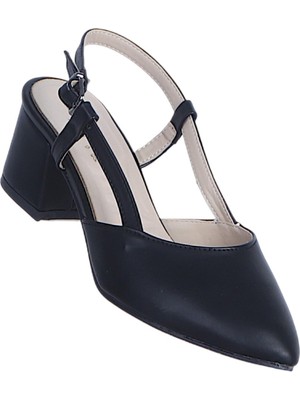 Ayakcenter Byn Ayışığı BY25 Siyah Cilt Kadın 6cm Topuklu Ayakkabı