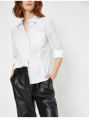 Koton Şerit ve Cep Detaylı Pamuklu Gömlek