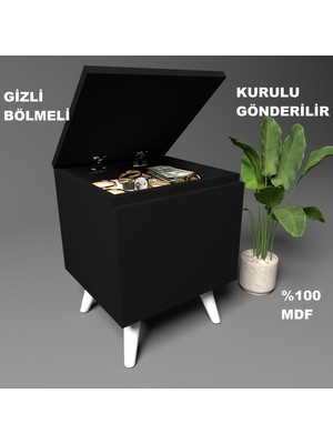 Gimli Siyah Gizli Bölmeli Komodin,mdf,kurulu,montaj Gerekmez