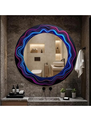 Glitglass Modern Neon Dalga Tasarımlı Dekoratif Ayna - Şık ve Estetik Duvar Aynası