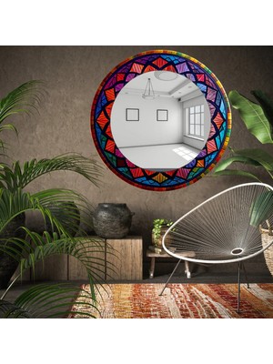 Glitglass Modern Gökkuşağı Mozaik Desenli Cam Duvar Aynası - Tek Parça Dekoratif Sanatsal Ayna