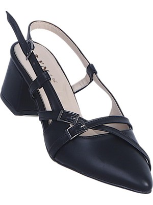 Ayakcenter Byn Ayışığı BY28 Siyah Cilt Kadın 6cm Topuklu Ayakkabı