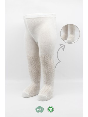 Najmaddin Bistyle Tekli Zikzak Kabartma Penye Külotlu Çorap BS50108 Ekru