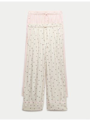 Marks & Spencer 2’li Twill Geniş Paça Pijama Altı