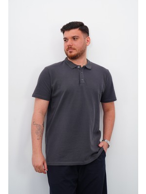 Penye Bizden Polo Yaka Kısa Kol-Füme