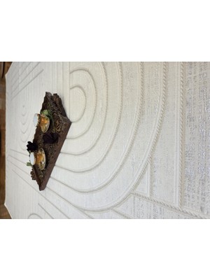 Badelya Home Oslo Krem Premium Bambu Kadife Ince Sık Dokuma Özel Kesim Salon Koridor Halısı