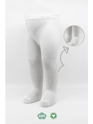 Najmaddin Bistyle Tekli Zikzak Kabartma Penye Külotlu Çorap BS50108 Beyaz