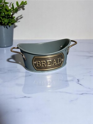 Feyza Design Mavi Renkli Galvaniz Oval Ekmek Sepeti, Şık ve Dayanıklı Tasarım