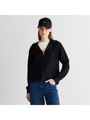 Gant Kadın Siyah Regular Fit Fermuarlı Sweatshirt
