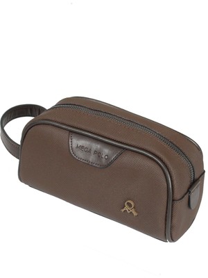 M 433  Mega Bag  Kanvas  El  / Clutch / Makyaj / Tıraş Çantası Kahverengi
