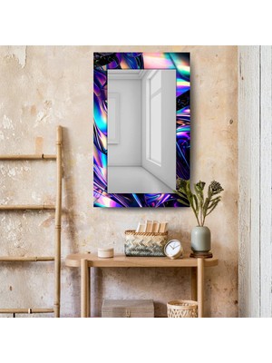Glitglass Desenli Dikdörtgen Duvar Aynası - Modern Sanatsal Cam Ayna