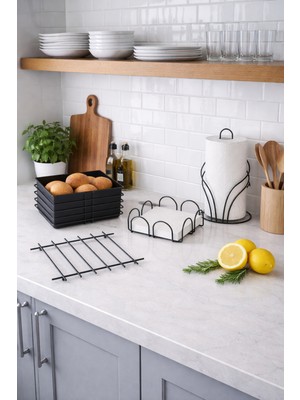 Feyza Design Şık ve Fonksiyonel 4’lü Servis ve Ekmeklik Seti