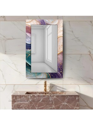 Glitglass Spektrum Renk Patlaması Desenli Dikdörtgen Duvar Aynası - Modern Sanatsal Cam Ayna