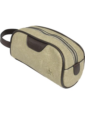 M 433  Mega Bag  Kanvas  El  / Clutch / Makyaj / Tıraş Çantası Toprak-Kahverengi