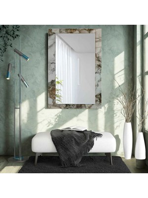 Glitglass Premium Serisi Mermer Görünümlü Dekoratif Boy Aynası - Modern Salon Antre Aynası