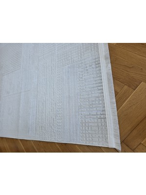 Badelya Home Oslo Krem Açık Gri Premium Bambu Kadife Ince Sık Dokuma Özel Kesim Salon Koridor Halısı