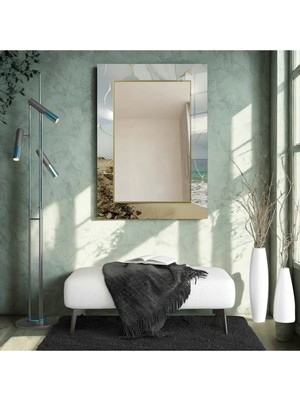 Glitglass Mermer ve Deniz Temalı Tasarım Ayna - Özel Seri Dekoratif Cam Duvar Aynası