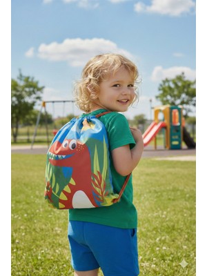 Vavbaby Sevimli Dinazor Desenli Çocuk Ipli Sırt Çantası - Deniz ve Plaj Çantası