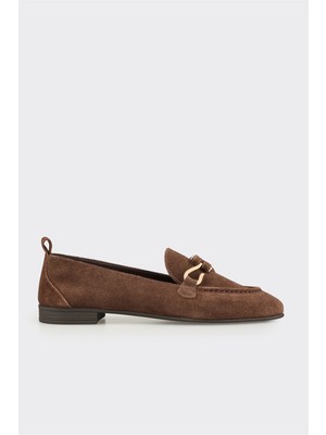 Elle Kahve Deri Kadın Loafer