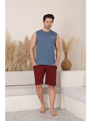 Seboteks %100 Pamuklu Kolsuz Cepli Erkek Şortlu Pijama Takımı 2011