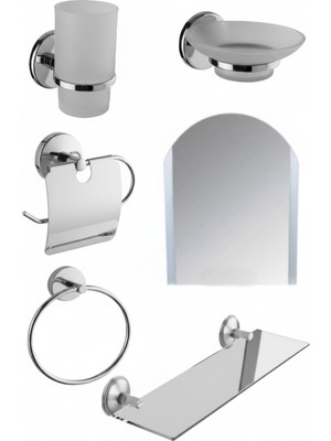 Tesitay Gül 5 Li Ayna Takımı Krom Metalik Renk