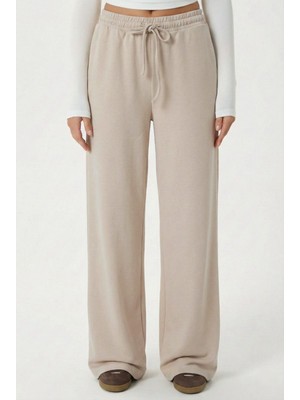 Ritnice Kadın Modal Select Geniş Paça Bej Eşofman Altı