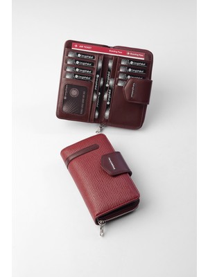 Cengiz Pakel Orta Boy Desenli Kadın Cüzdan - 65256A - Bordo