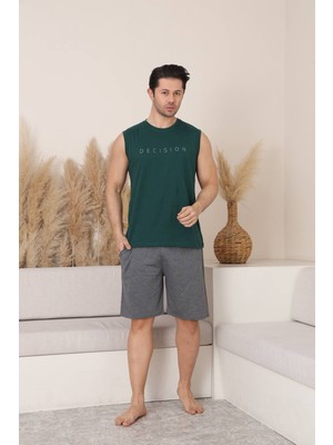Seboteks %100 Pamuklu Kolsuz Cepli Erkek Şortlu Pijama Takımı 2011