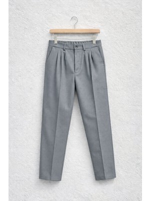 Gambocci Erkek Beli Lastikli Pileli Baggy Kumaş Pantolon