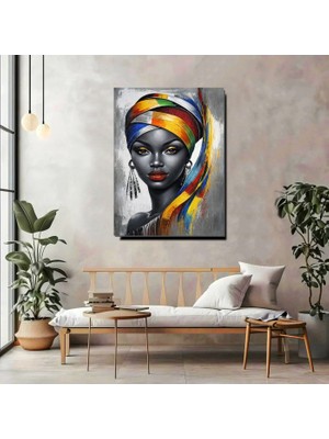 Artprinta Renkli Başörtülü Kadın Portre Kanvas Tablo – Modern Sanatsal Duvar Dekoru