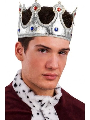 Mcg Kral Tacı Gümüş Renk Kumaş Malzeme Yetişkin Boy