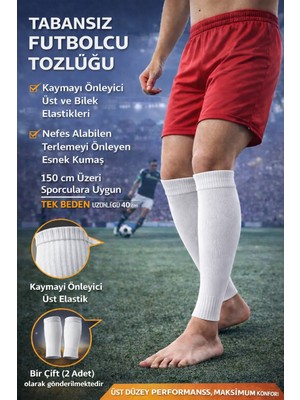 HN Sport Tekmelik Tutucu Tozluk Tabansız Futbolcu Tozluğu Beyaz | Kaymaz Elastik, Nefes Alabilen Esnek Kumaş