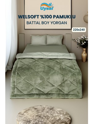 Uysal Yorgan Welsoft %100 Pamuklu Battal Boy Yorgan YEŞİL