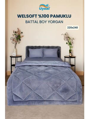Uysal Yorgan Welsoft %100 Pamuklu Battal Boy Yorgan ANTRASİT