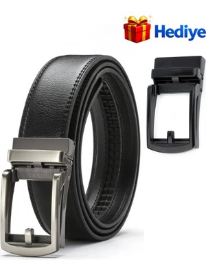Bosskan Yeni Erkek Otomatik Tokalı Raylı Deliksiz Kemer ( Yedek Toka Hediye )