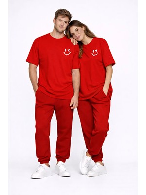 Nevermind Sevgili Kombini Çift Tişört Oversize Unisex Uyumlu Çift Kombin 2'li Set