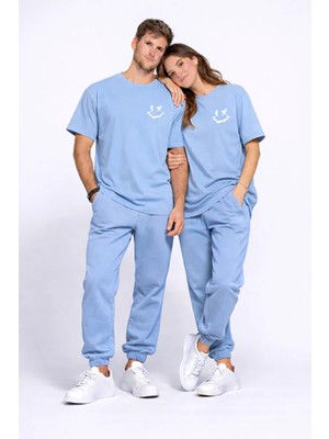 Nevermind Sevgili Kombini Çift Tişört Oversize Unisex Uyumlu Çift Kombin 2'li Set