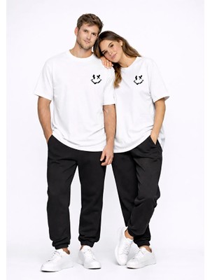 Nevermind Sevgili Kombini Çift Tişört Oversize Unisex Uyumlu Çift Kombin 2'li Set