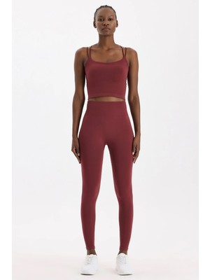 COMEUP Basic Spor Hafif Tayt Kestane Bordo