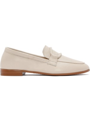 Derimod Kadın Bej Deri Maskülen Loafer 26PFD350118