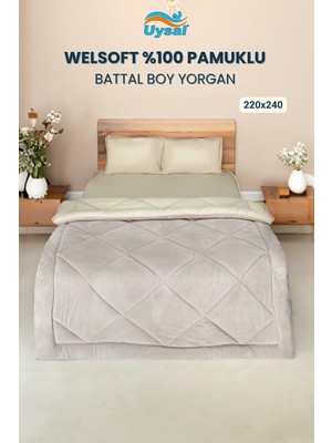 Uysal Yorgan Welsoft %100 Pamuklu Battal Boy Yorgan BEJ