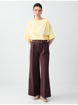 Jimmy Key Acı Kahve Rahat Kesim Normal Bel Dokuma Gabardin Pantolon