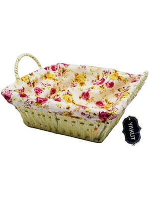 Feyza Design Renkli Hasırlı Kare Ekmek Sepeti, Şık ve Kullanışlı Tasarım