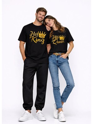 Nevermind King Queen Sevgili Kombini Oversize Çift Tişört Unisex Partner Kombin Uyumlu Çift Seti