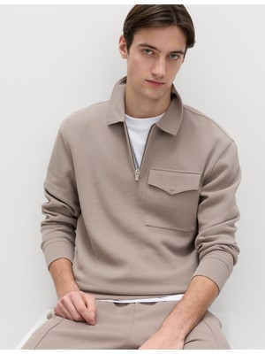 Marks & Spencer Pamuk Karışımlı Yarım Fermuarlı Üst